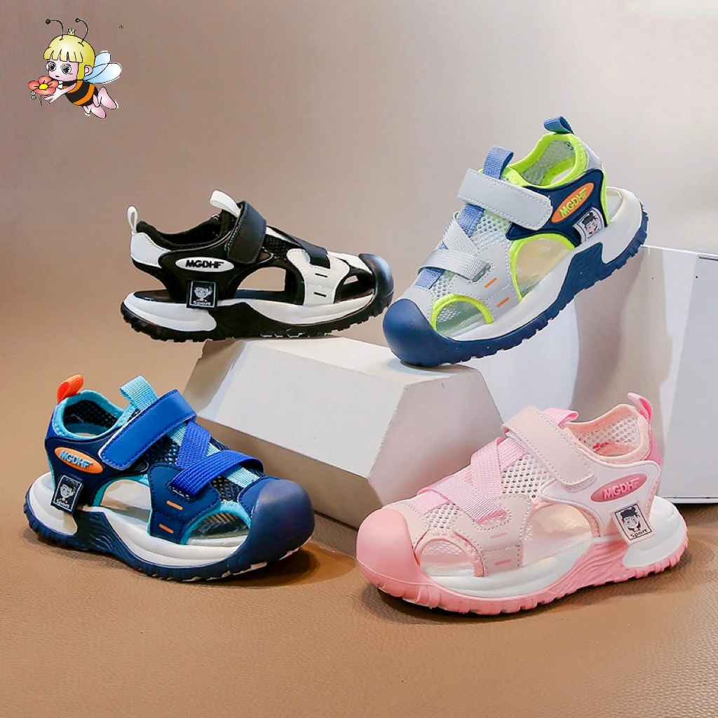 MGDHF儿童夏季透网运动防滑中大童透气软底透气包头镂空凉鞋911