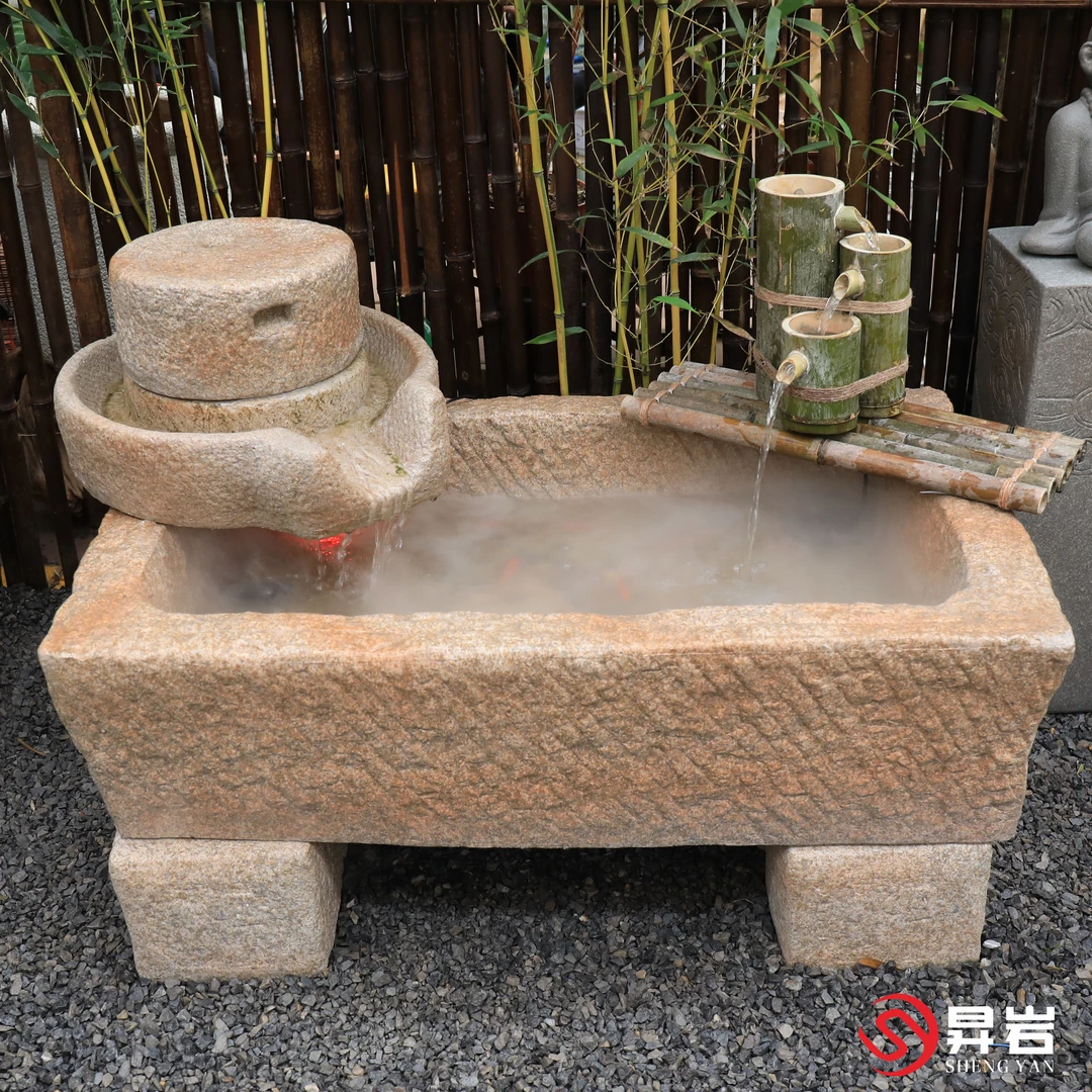 昇岩中式庭院流水景观喷泉室内阳台鱼池户外花园装饰造景水池摆件