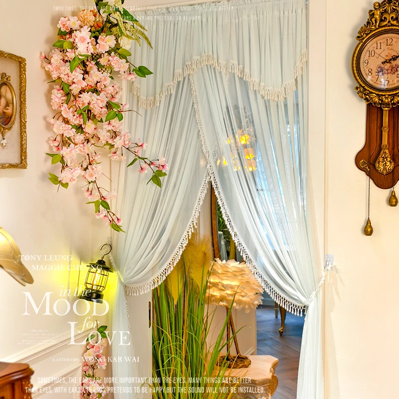 小冲冲〖原创高定〗法式重工吊坠交叉免打孔隔断纱帘拱形门帘
