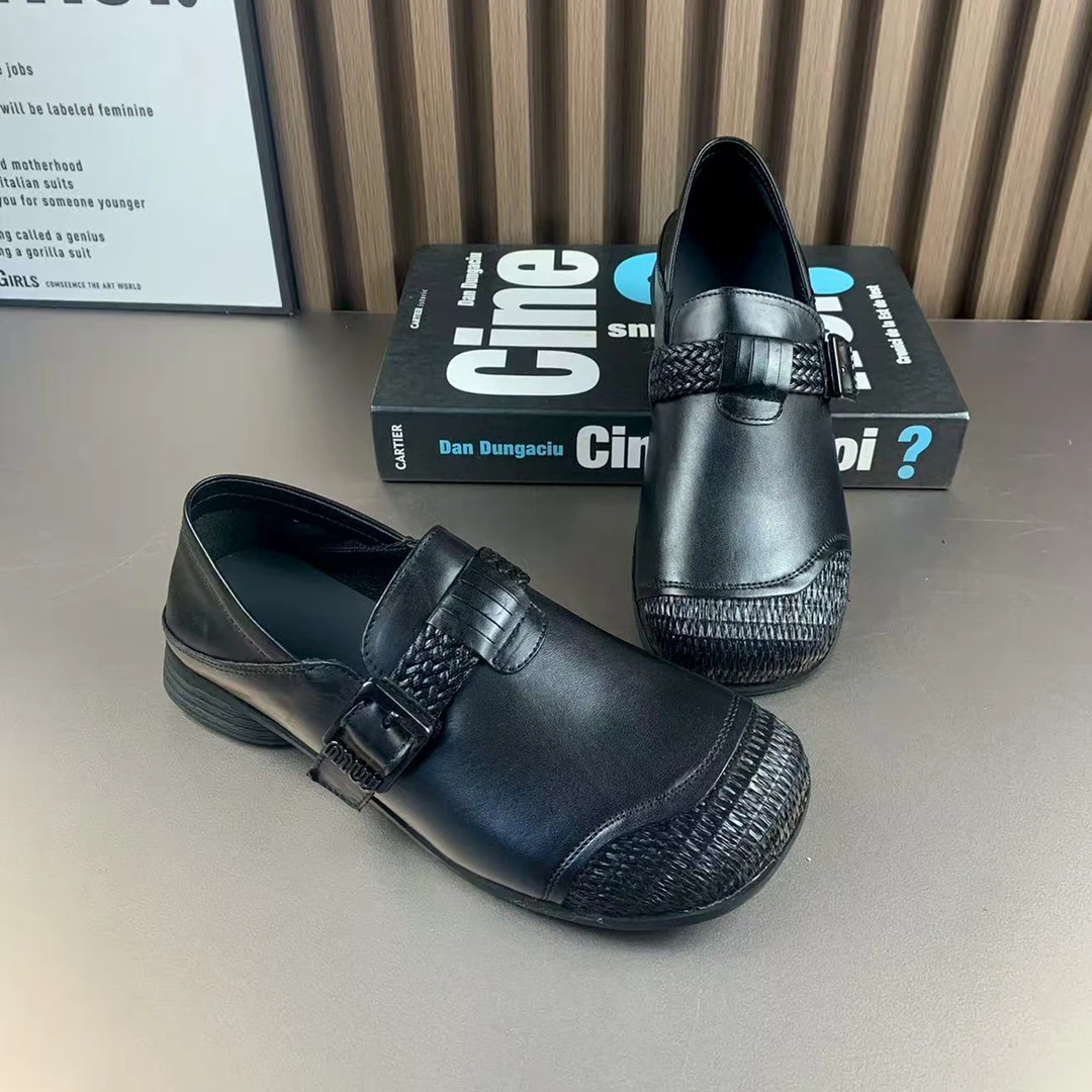 头层牛皮民族风小皮鞋女2025秋季新款复古休闲手工软底真皮妈妈鞋