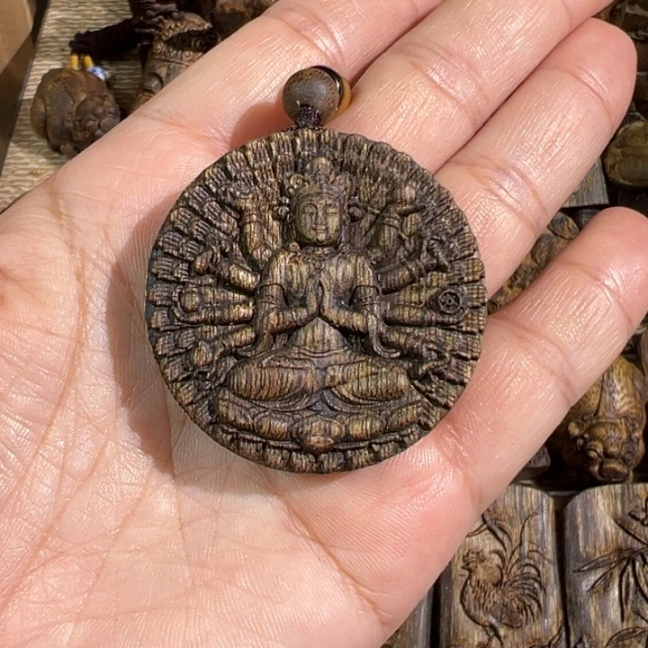 沉香碎屑沉香绿棋楠沉香雕刻牌