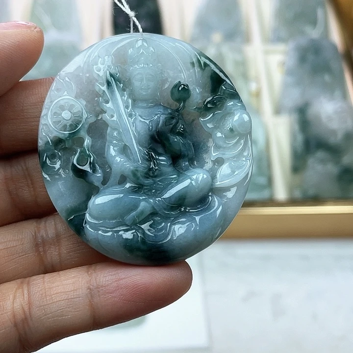 翡翠未镶嵌颈饰天然翡翠A货虚空藏菩萨