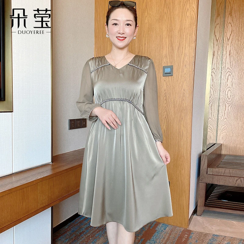 【断码特价】新款长袖连衣裙中年女洋气显瘦裙中老年时尚大码22B18