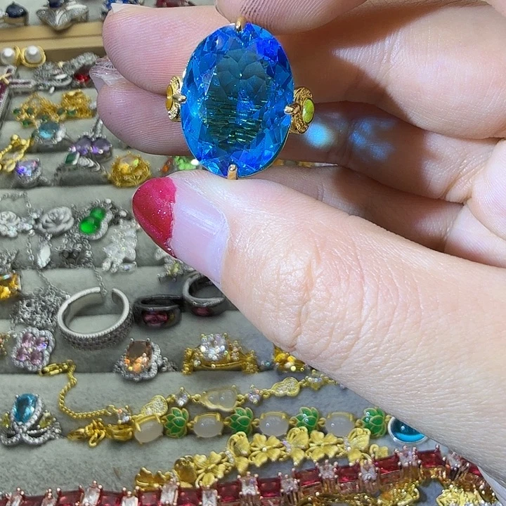 烟晶戒指银S925镶嵌