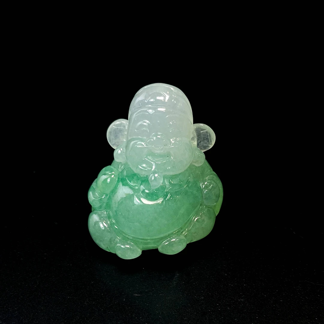 RX29天然缅甸A货翡翠冰胶绿财神/047228/北京中保拍卖