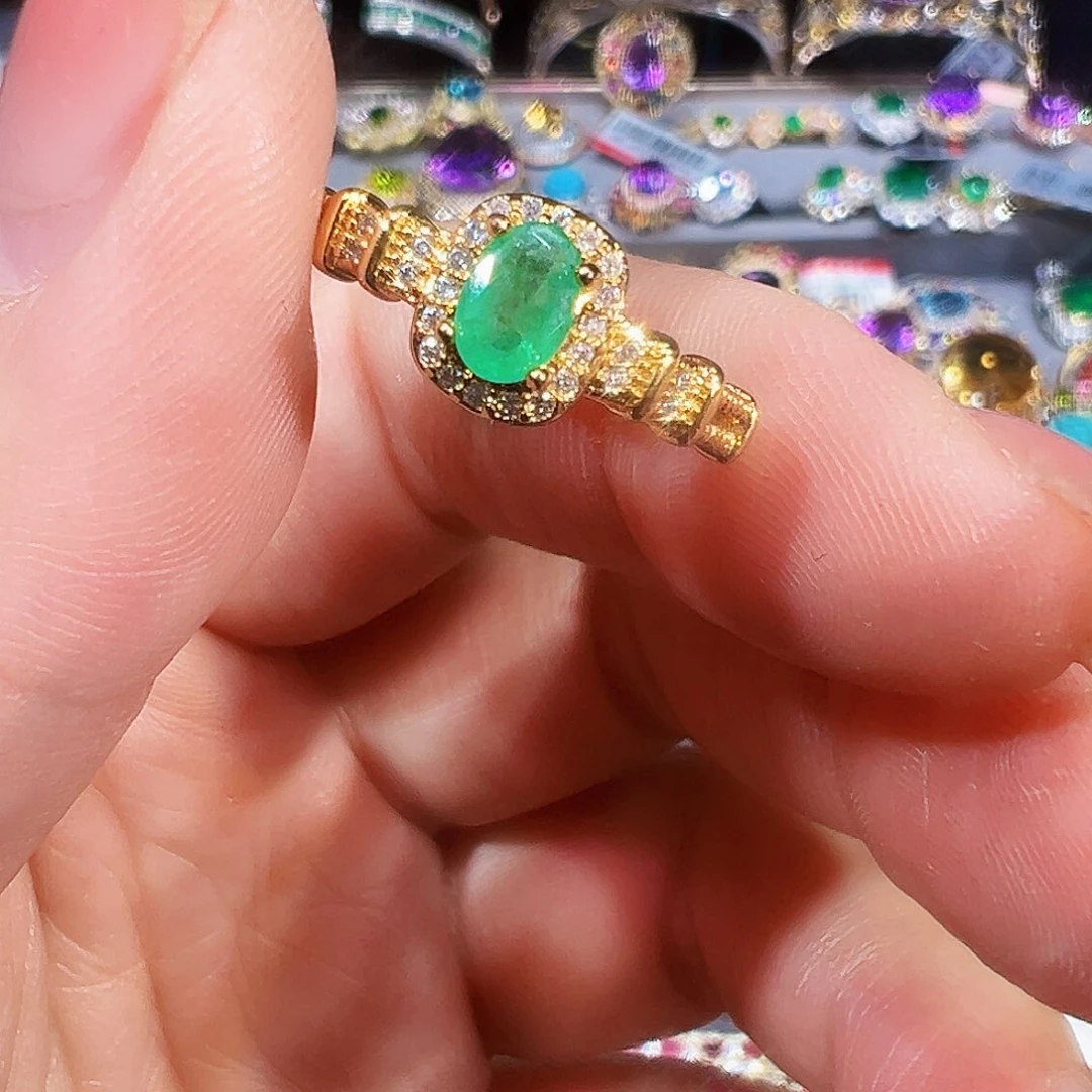 银S925镶嵌祖母绿珠宝奇石