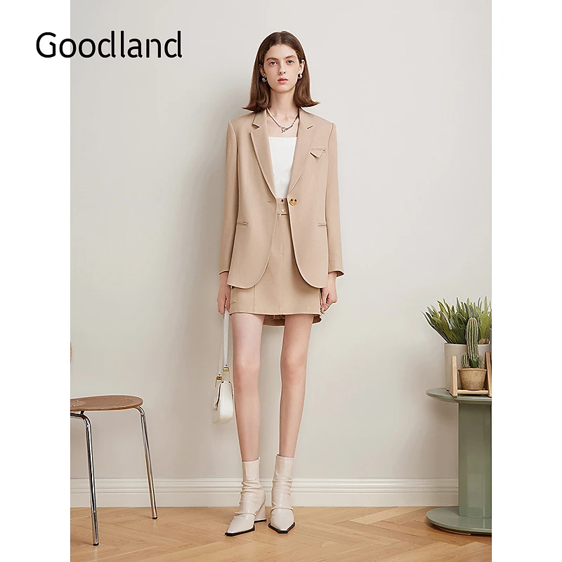 【100醋纤】Goodland美地2025春季新款法式垂感职场小西装外套