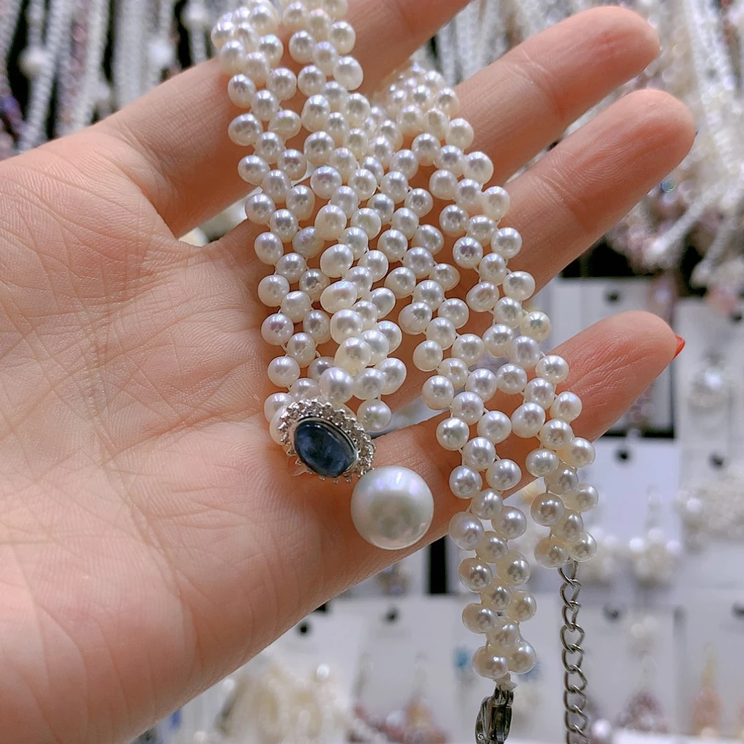 银S925镶嵌耳饰淡水珍珠2****6