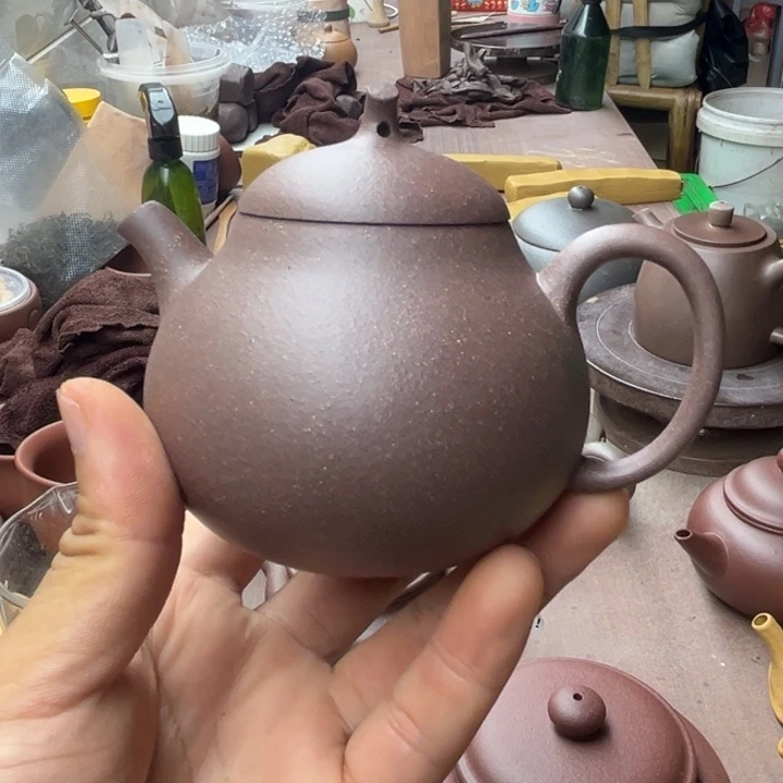 茶壶紫砂紫泥茄瓜170左右瑕疵