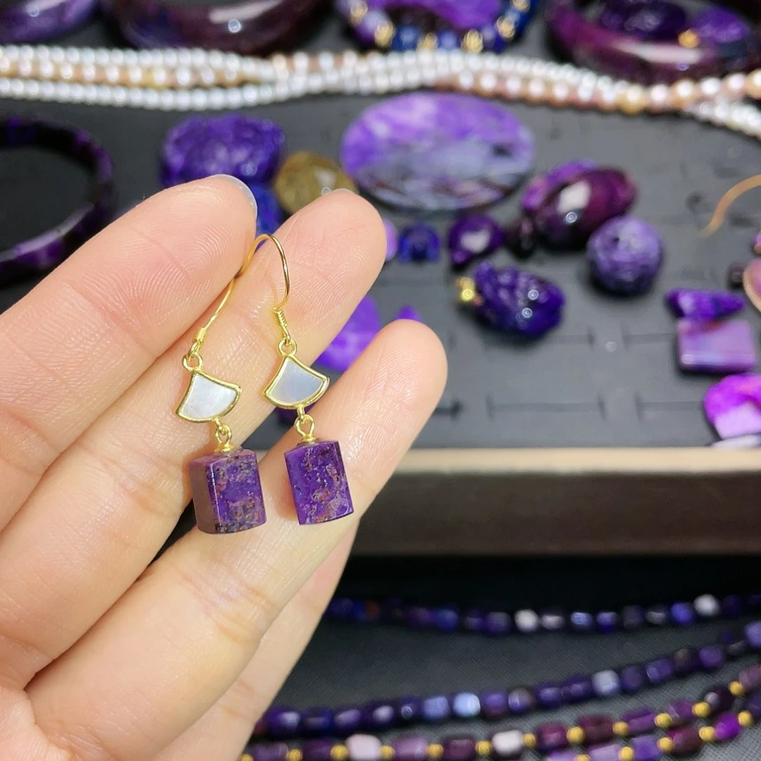 苏纪石（舒俱来）耳环银S925镶嵌