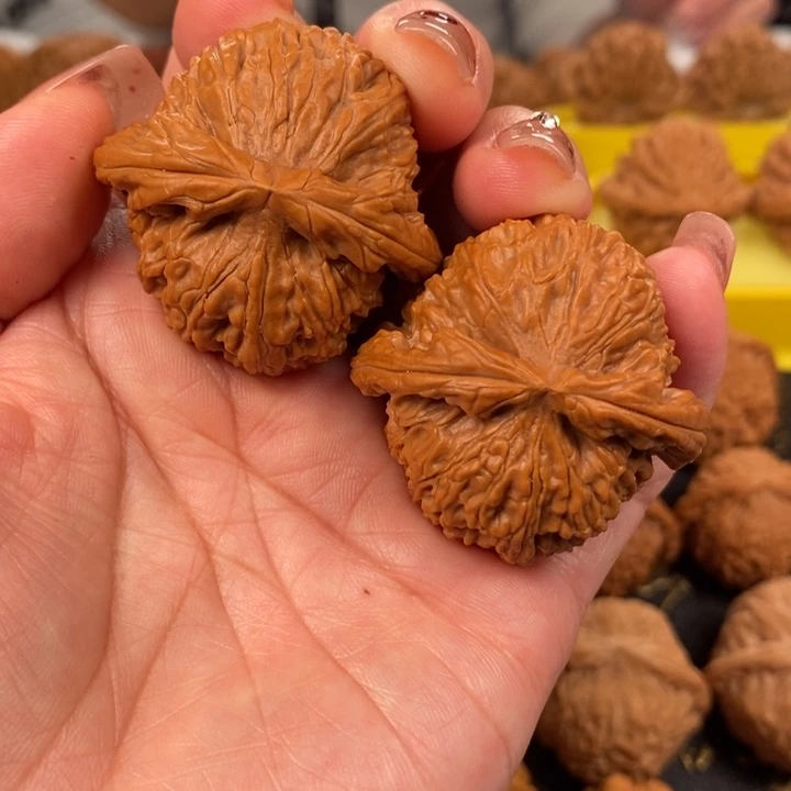 核桃白狮子一对，白茬