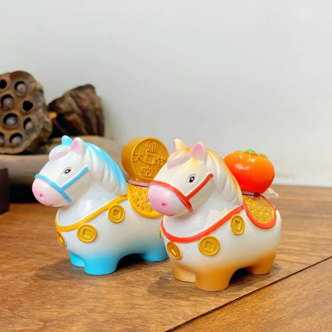 【小马福福】马上赚大Q 马上有好柿 可爱小马可转动桌面摆件 7260