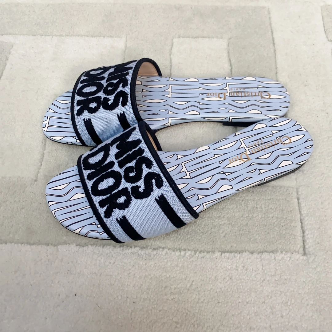 99新 DIOR/迪奥 麦殿/针织拖鞋37码蓝色/240820LXJVS01