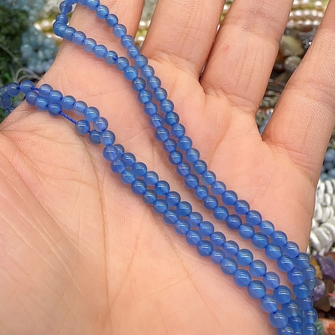 玛瑙/玉髓合金珠宝半成品蓝玛瑙3mm一条