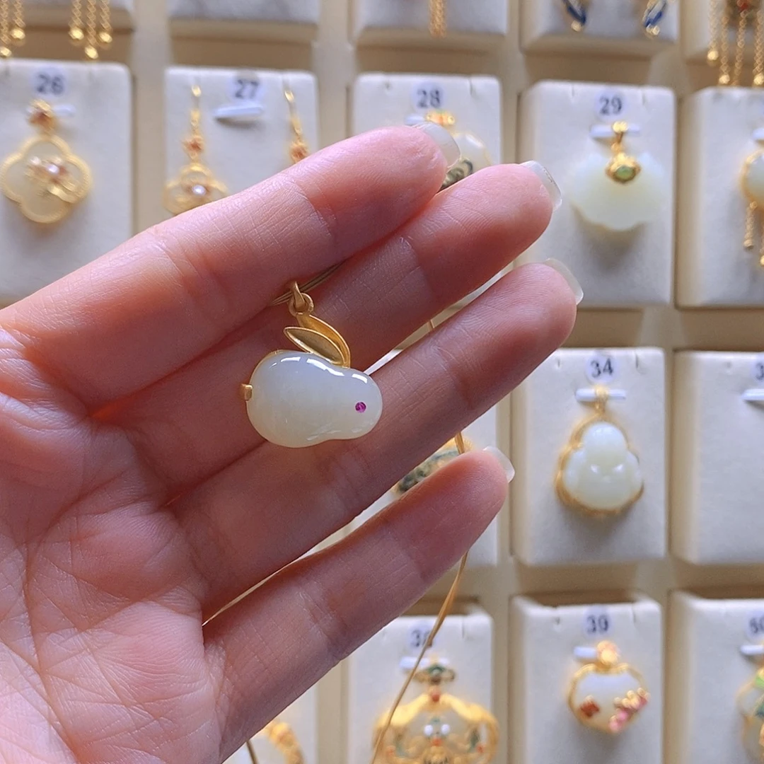 和田玉银S925镶嵌颈饰