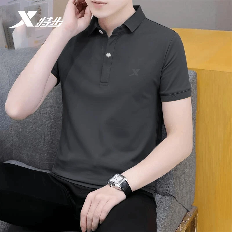 特步polo衫短袖情侣款夏季翻领休闲百搭宽松大码上衣透气运动半袖