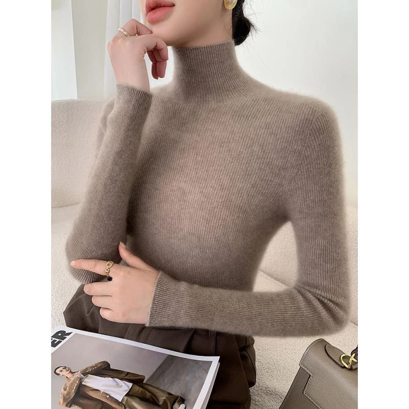 一线成衣秋冬半高领针织羊毛打底衫女修身内搭显瘦毛衣高级感上衣