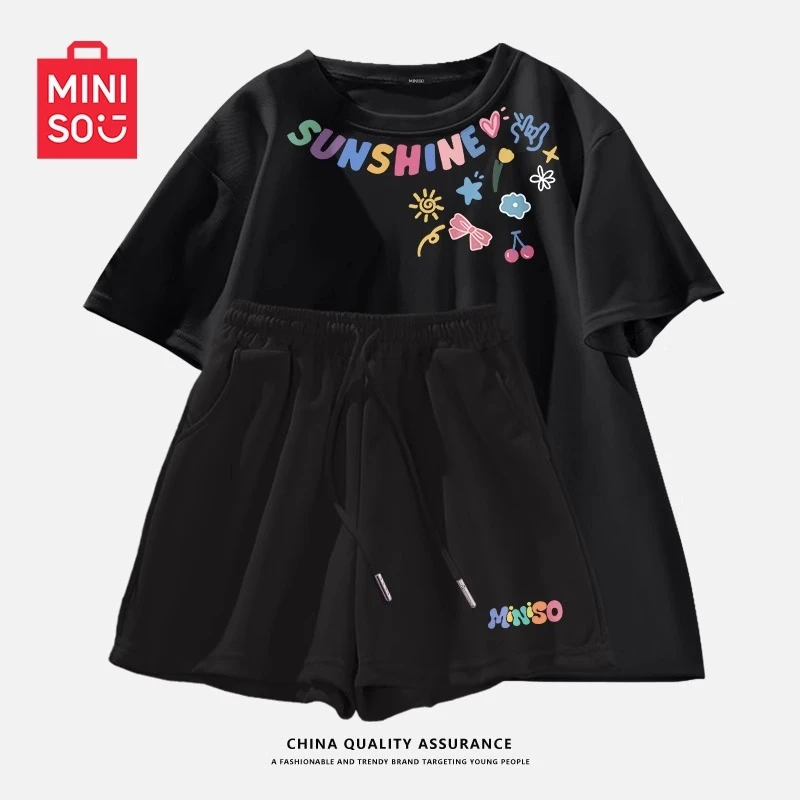 名创优品羽毛球服套装女时尚新款夏季学生运动重磅宽松短裤两件套