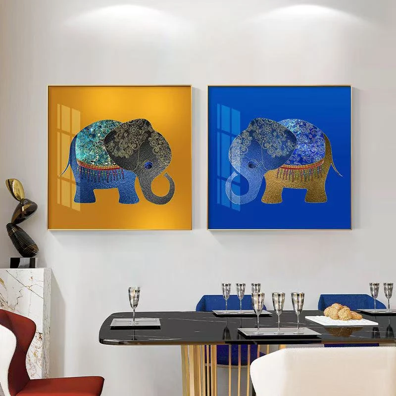 【云尚】小象高端轻奢风装饰画餐厅挂画晶瓷装饰背景画5050财神爷