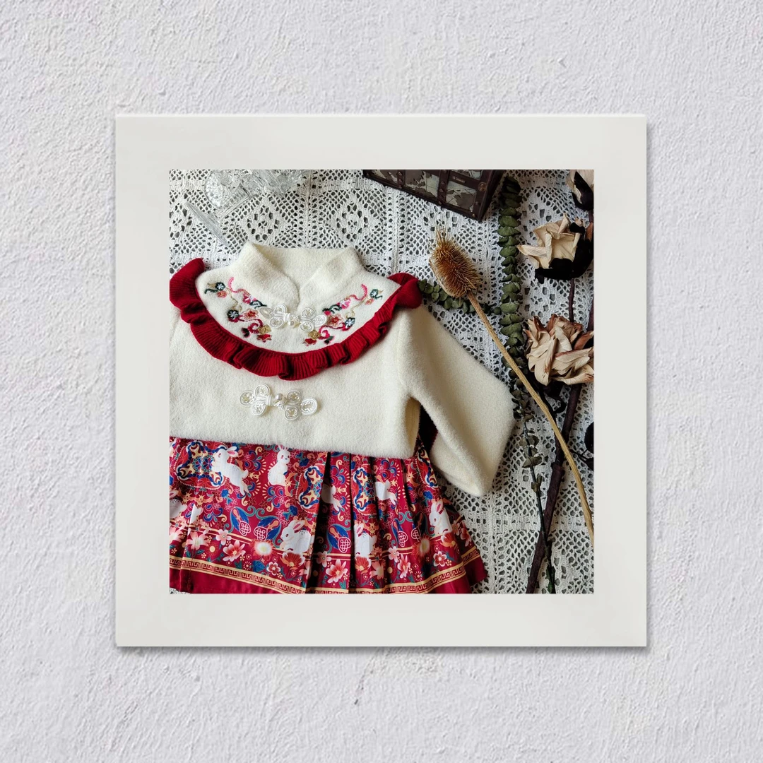 D231女童L·H ·NIAO2025秋冬新款新中式马面裙新年拜年唐装套装