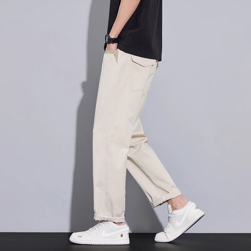 2025春夏男裤商务休闲裤男士纯色百搭棉质系修身直筒长裤