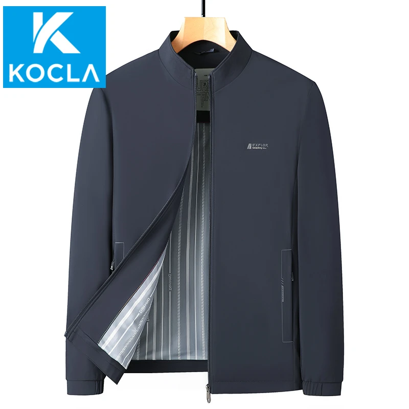 【KOCLA】中年夹克爸爸装外套商务纯色上衣春秋季男士立领夹克上衣P