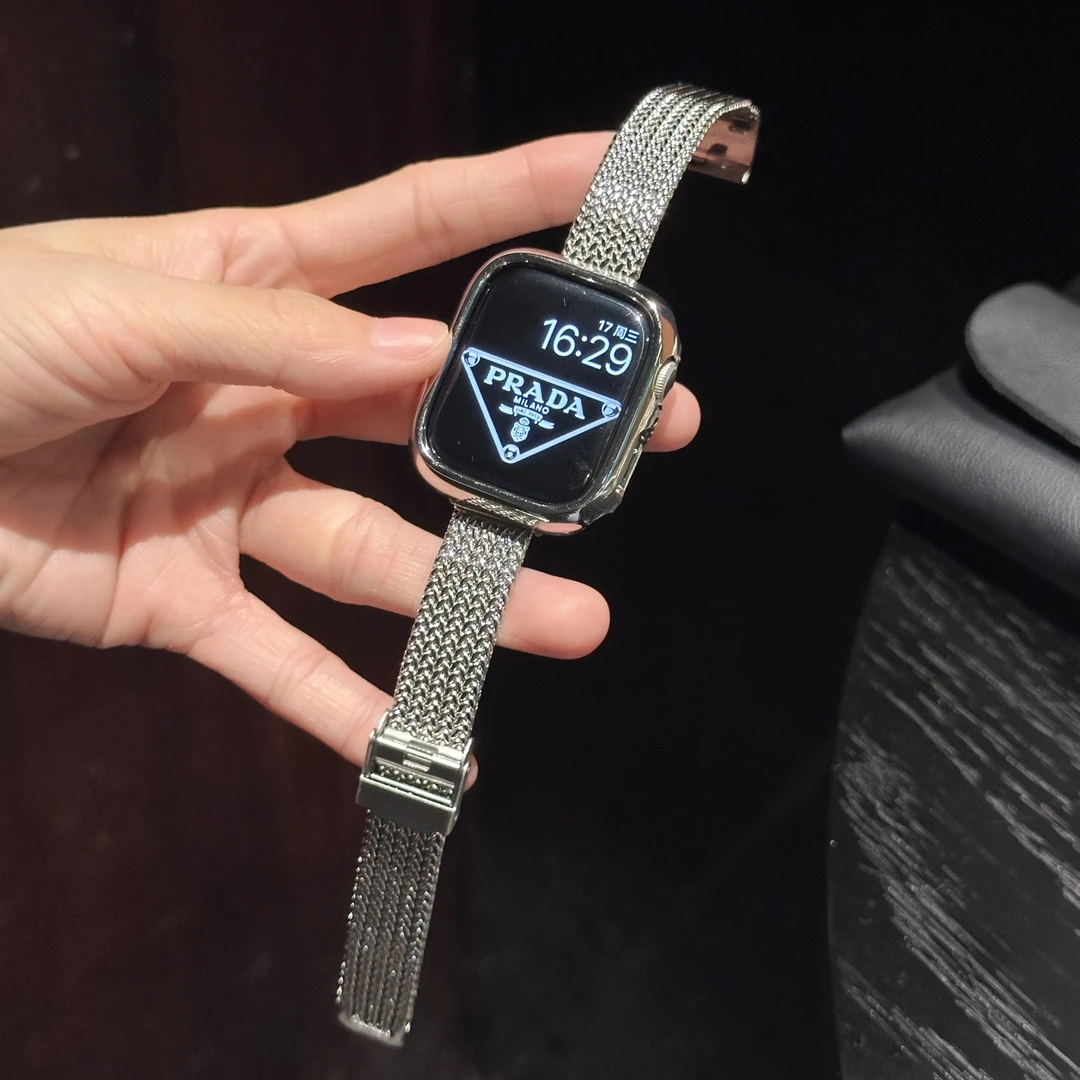 表带哥表带哥适用iwatchs11麦穗纹卡扣10金属钢带9高级感配件表带