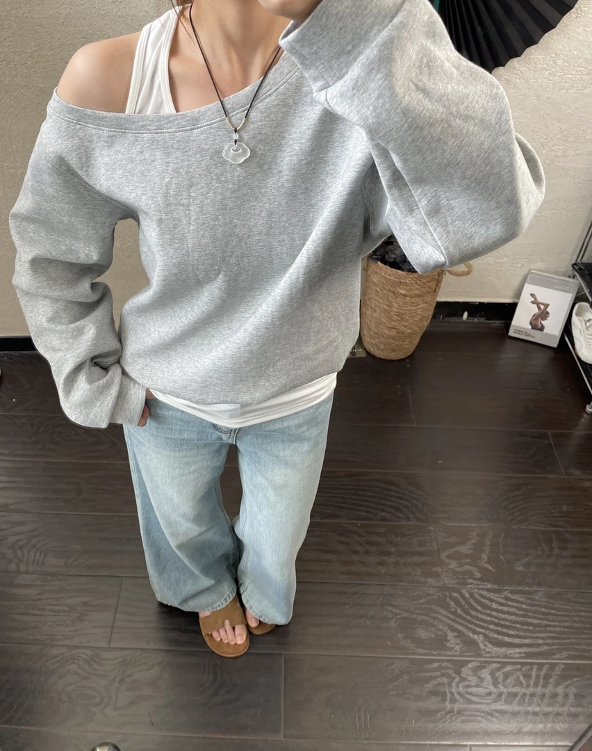 『雨美 Show』70269灰色背心卫衣假两件