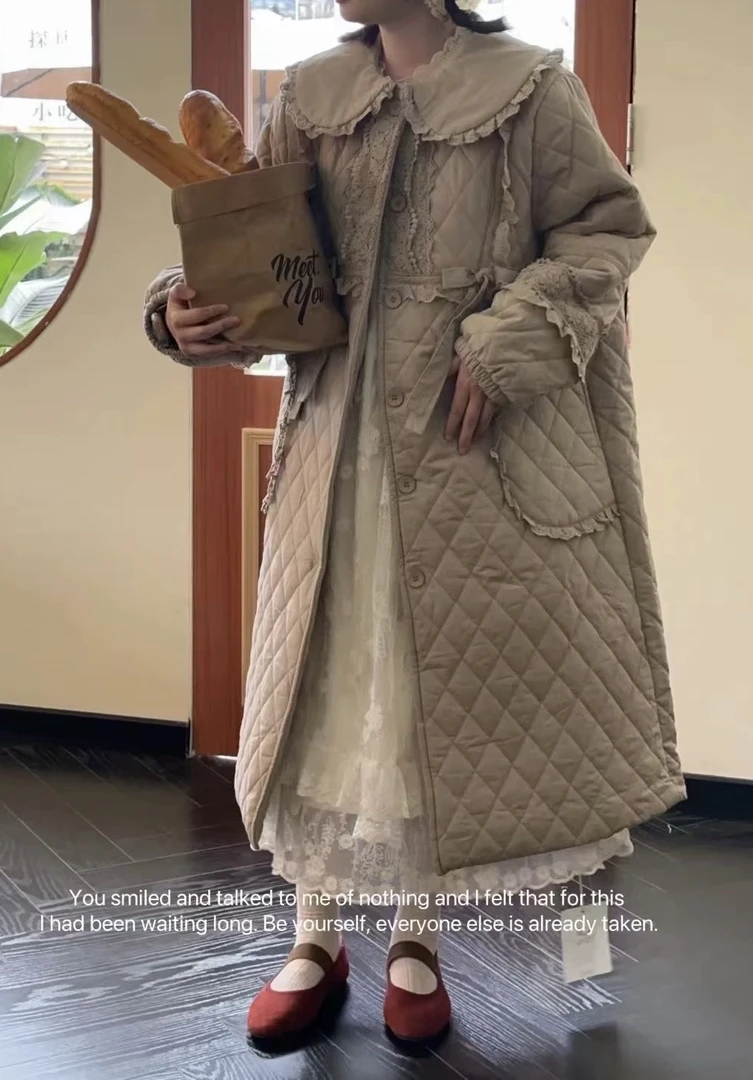 木木家 娃娃领长棉服691 特价no退换