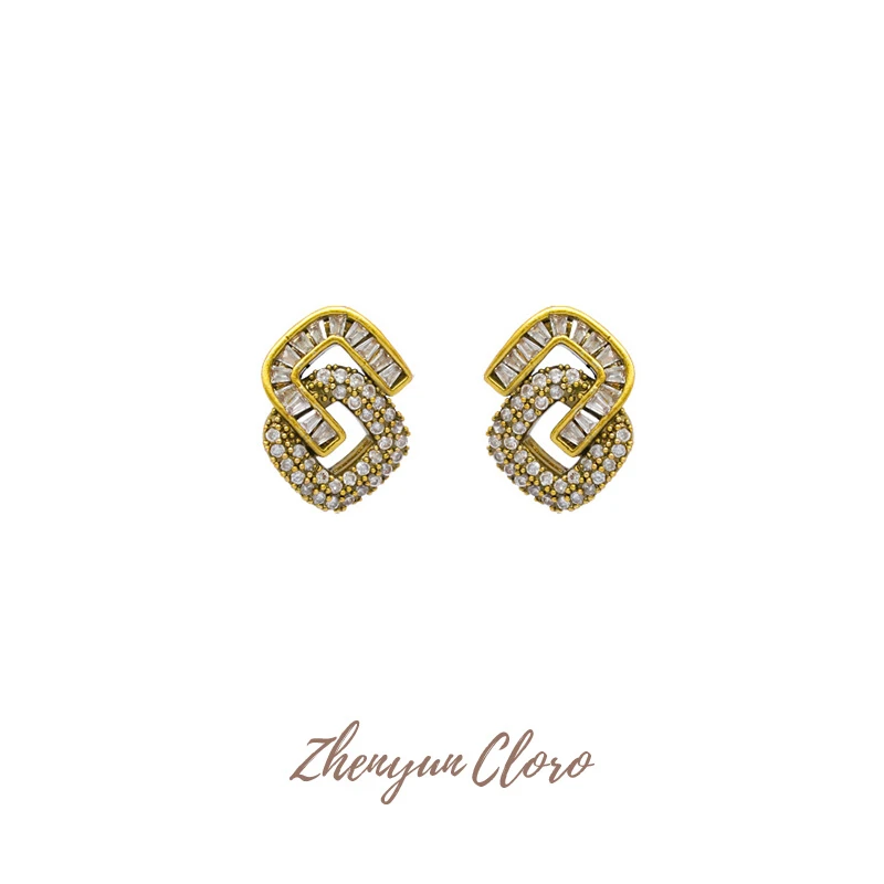 铜合金耳饰 复古精致微镶扣耳钉 LL3014