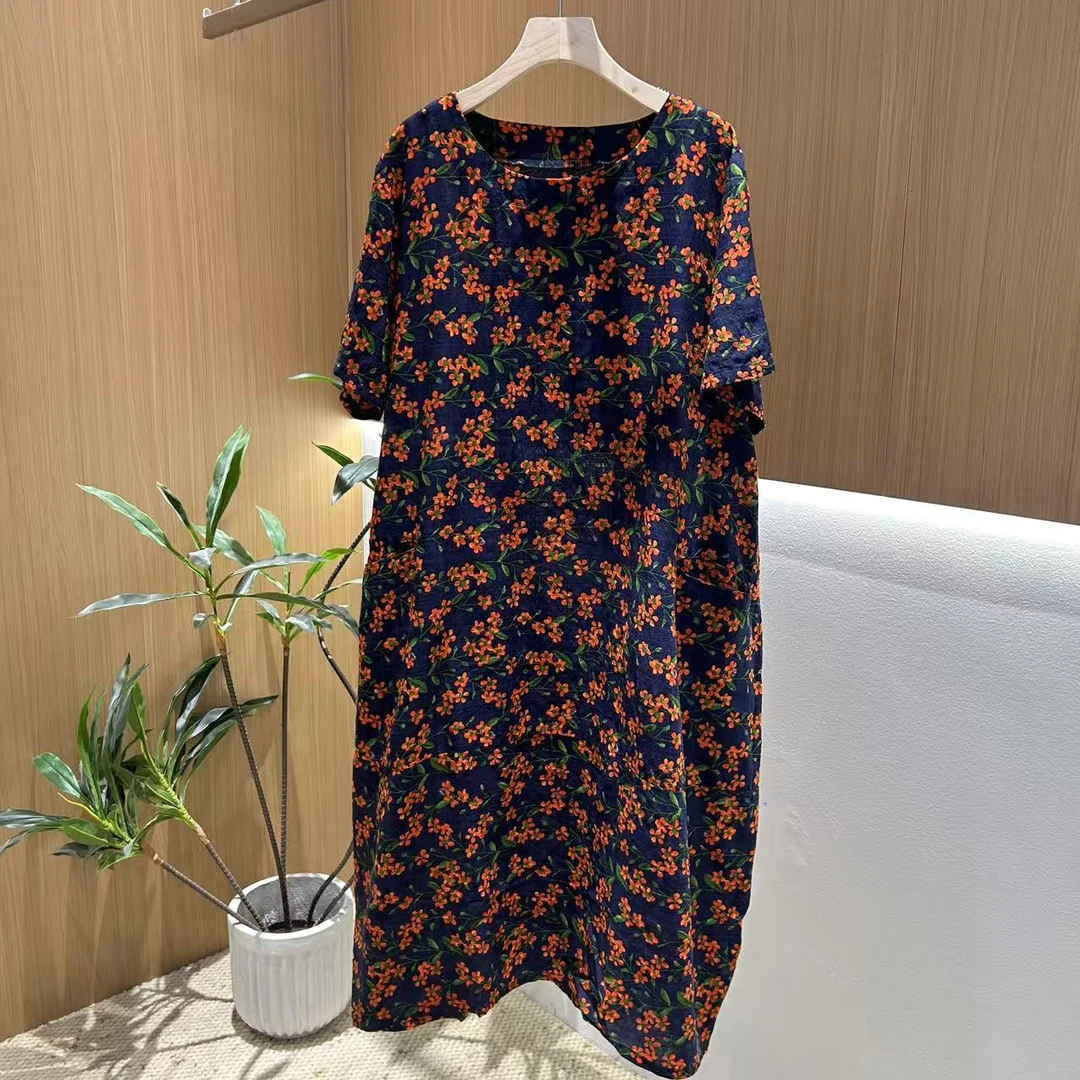 11405新款夏季优雅减龄宽松花卉显瘦连衣裙QZ