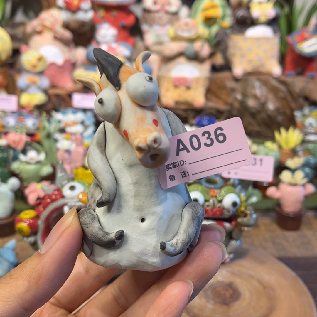泥塑猪*虫纯手工茶宠摆件