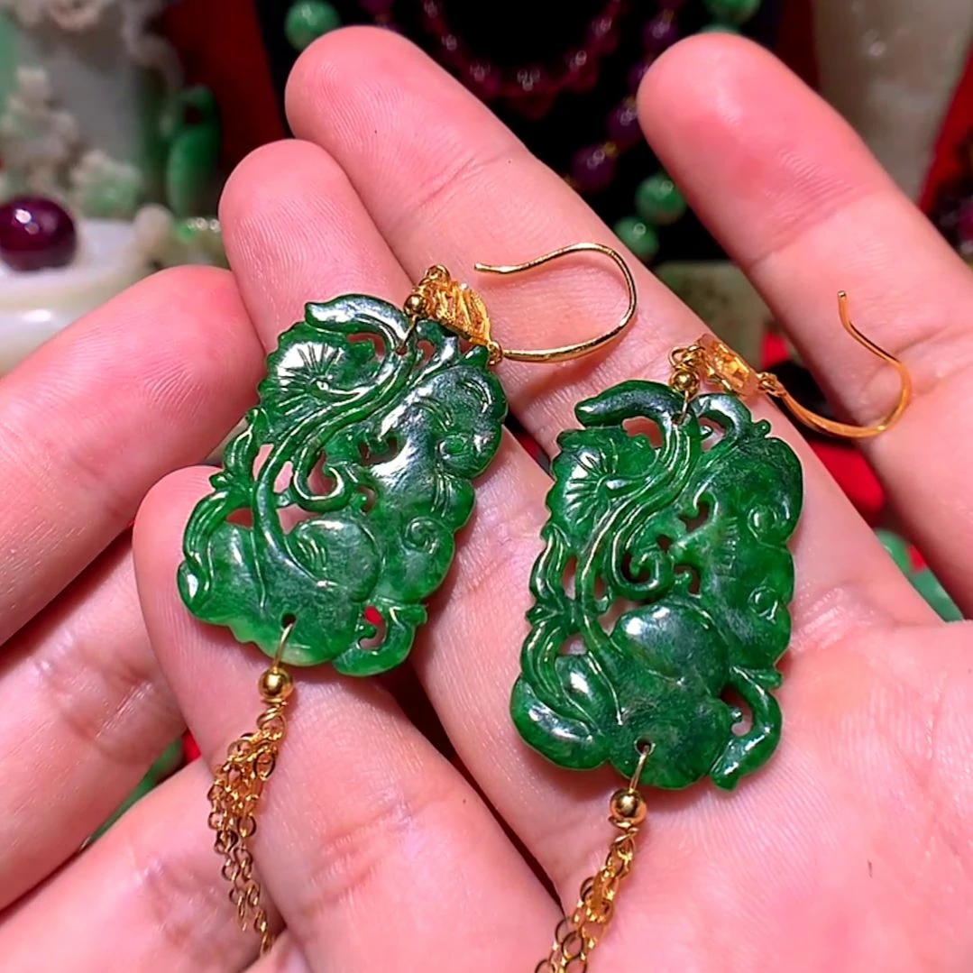 翡翠合金挂件翡翠耳坠