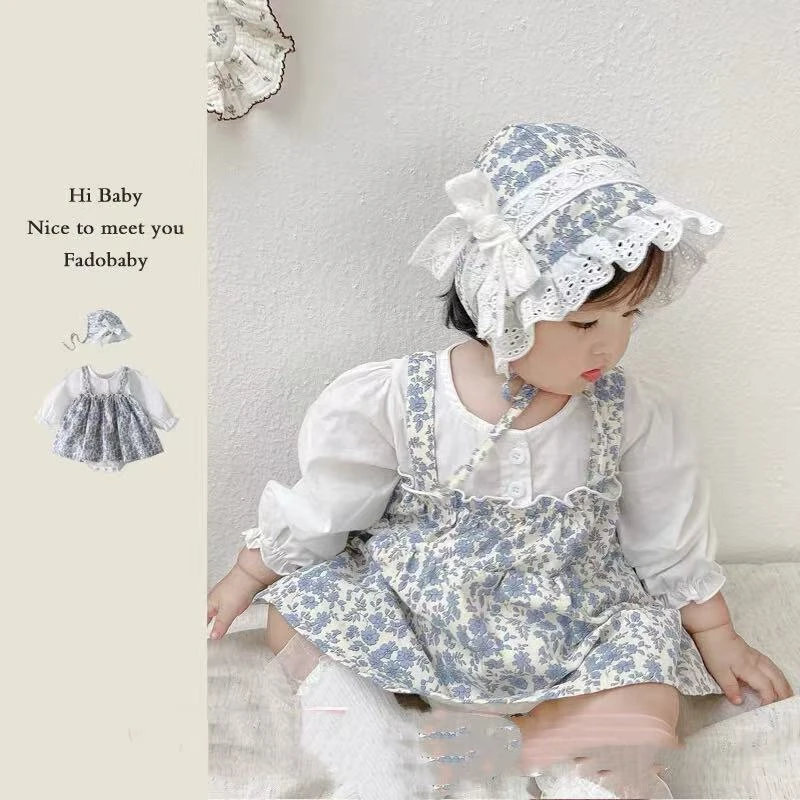 碎花纯棉婴儿女宝宝春夏夏季哈裙小碎花公主ins哈衣哈裙连体衣