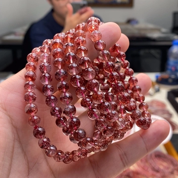 未镶嵌手串水晶浓矿金草莓 多样性发一