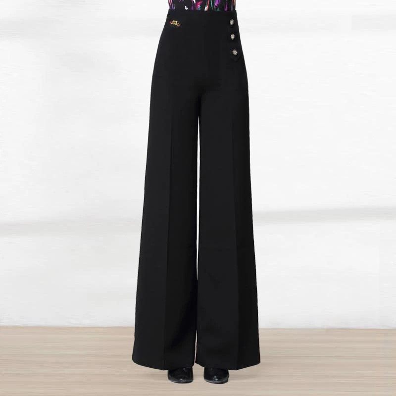 丹宝罗摩登舞舞蹈裤女高腰拉丁舞裤子交谊舞阔腿裤跳舞裤练功服于