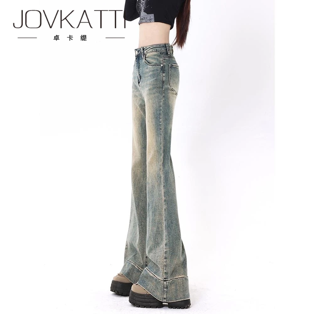 Jovkatti春秋高个子女款加长版裤子喇叭裤牛仔女裤拖地裤显瘦高腰
