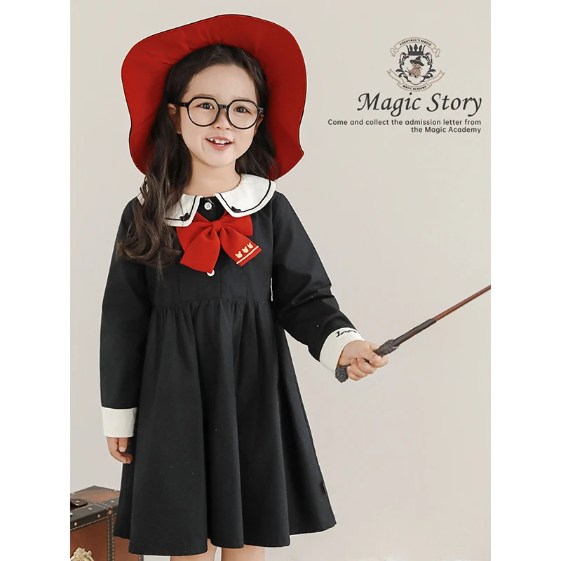 幼悠【魔法巧思】女童春壹波洋气学院风春秋女孩背心连衣裙潮 C3276