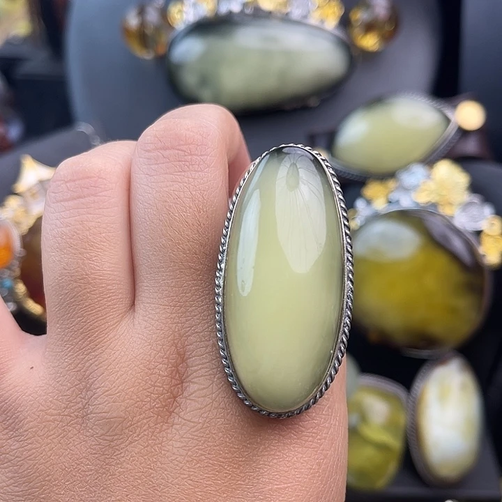 琥珀银S925镶嵌裸石