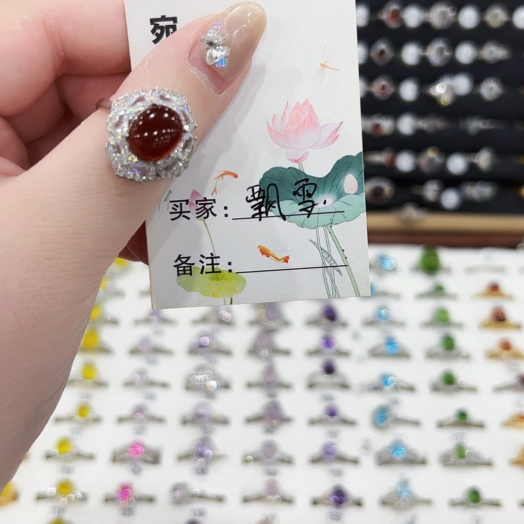 石榴石戒指银S925镶嵌?****?戒指