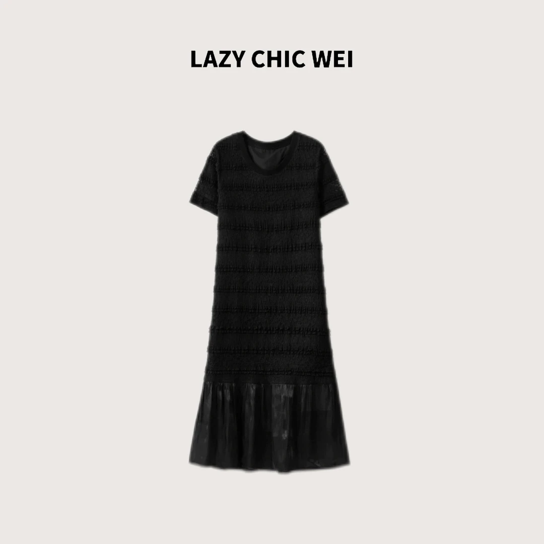 LAZY CHIC WEI 棉混纺重工浮雕提花赫本风连衣裙 25SSW1169