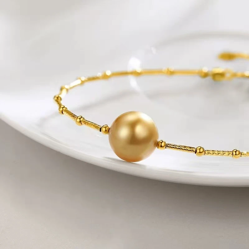 非金属仿珍珠手链 新金色手链