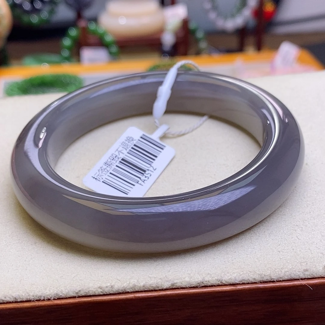 和田玉高冰烟紫福利手镯58.5圈口未镶嵌