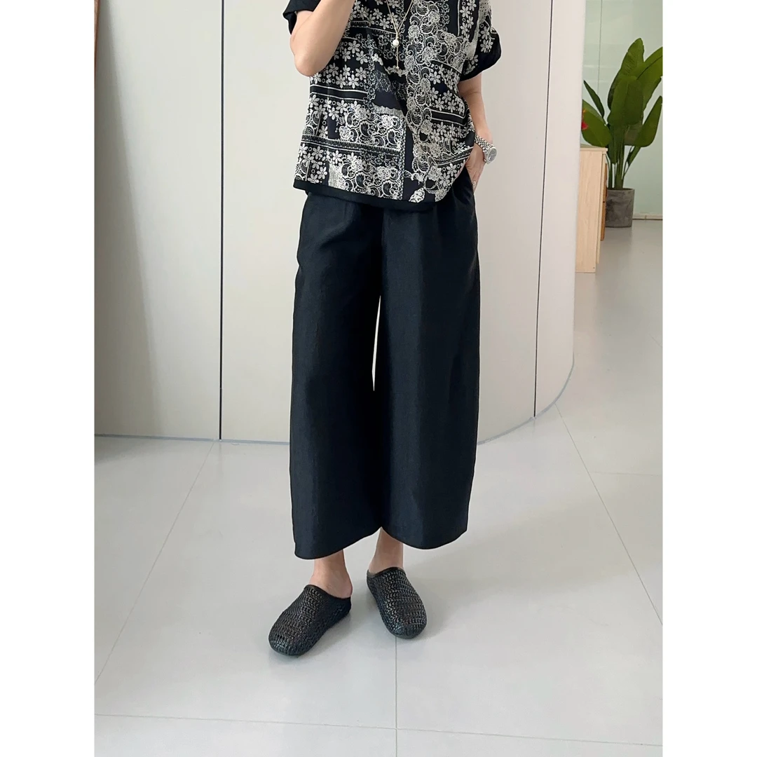 微胖女装【醋酸气球裤】夏季新款凉感九分裤休闲裤老钱风慵懒985