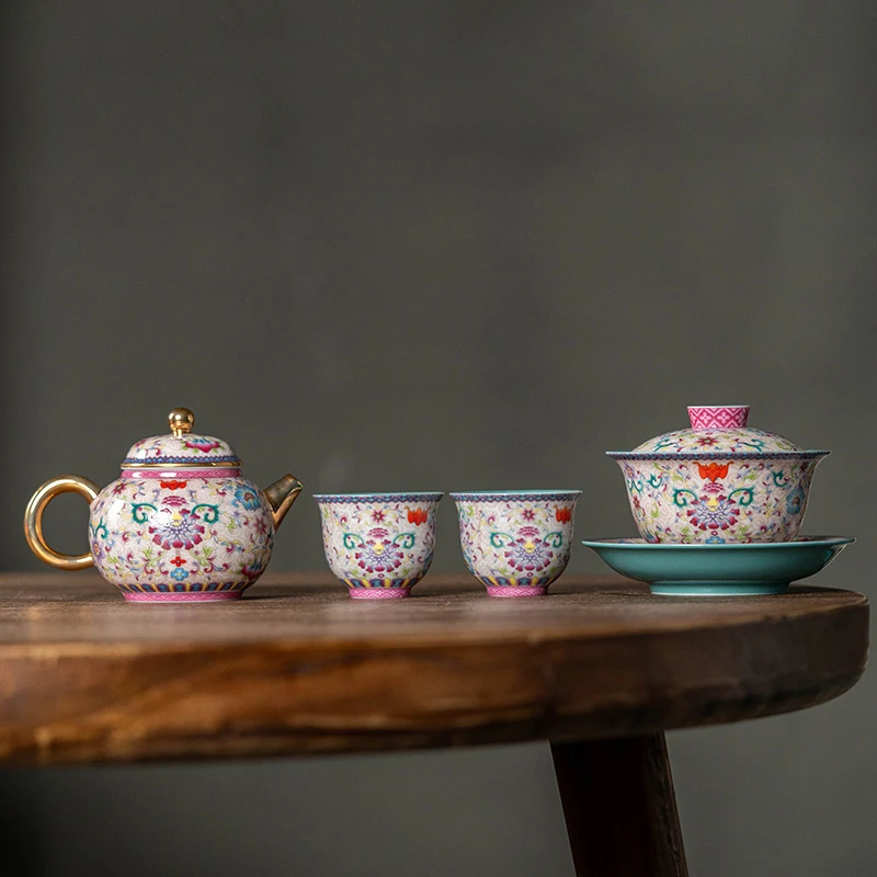 【闪购商品】衡山社珐琅彩茶具套组2404+2405+2401x2