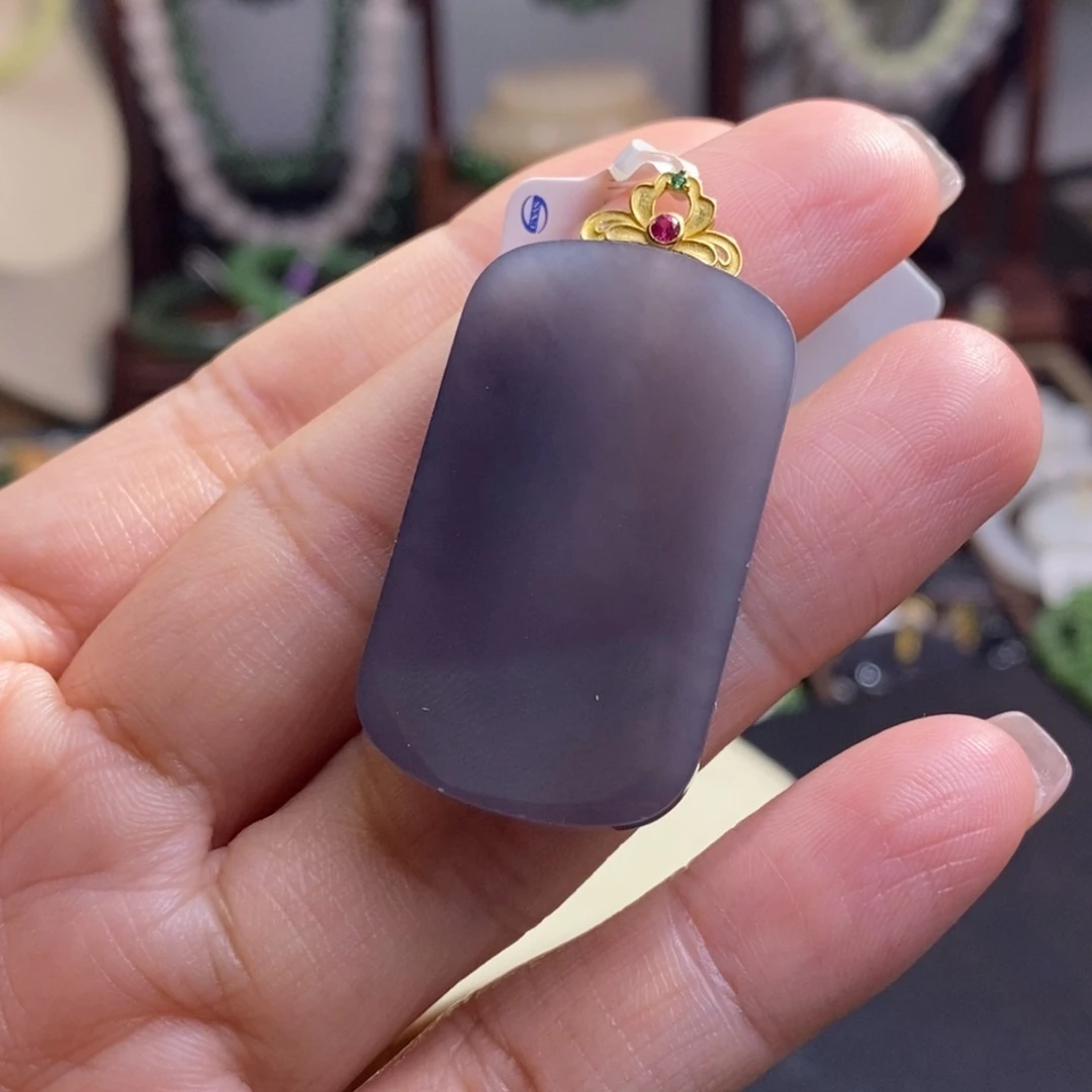 和田玉福利款清货价高冰烟紫18.k金无事牌未镶嵌