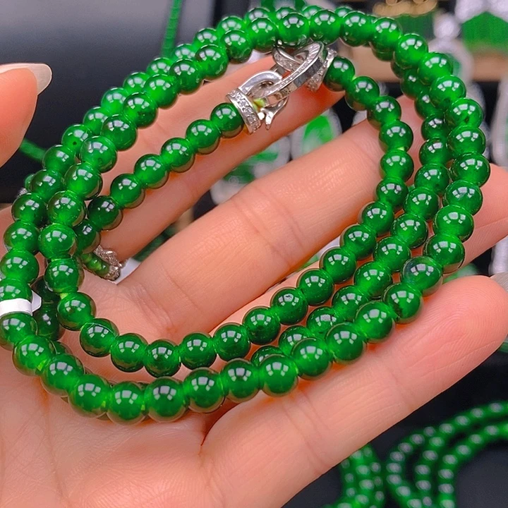 翡翠未镶嵌耳饰天然A货翡翠珠链卡6