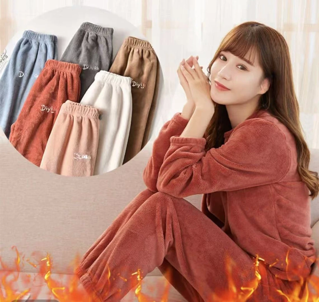 珊瑚绒居家仙女懒人暖暖裤暖暖套装女厚套装居家外穿百搭宽松套装