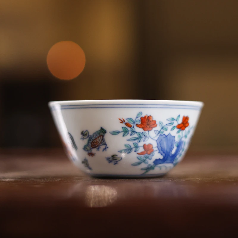 涂杏花斗彩鸡缸杯100ml（TXH-A0036）