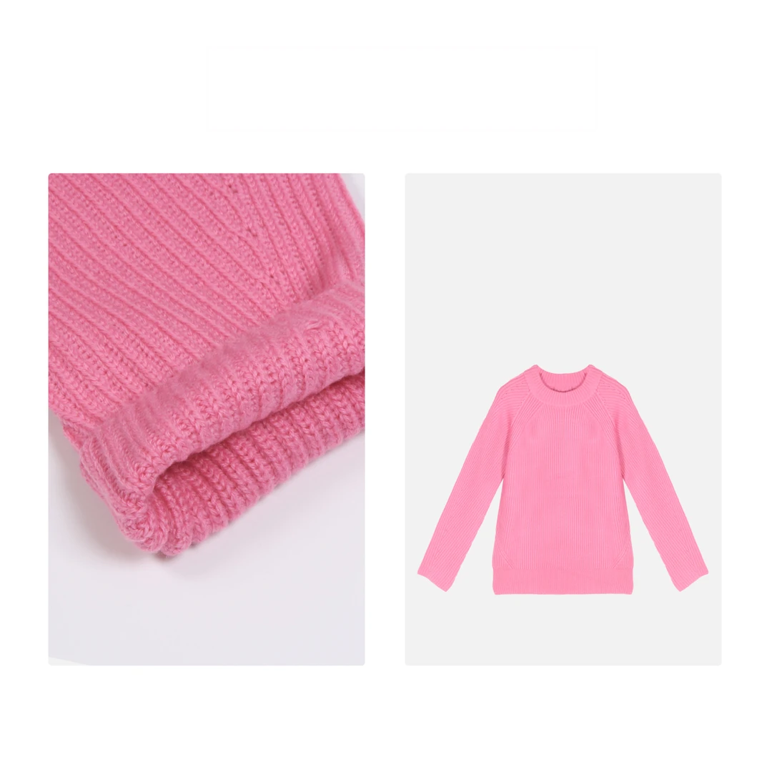 凯特丝蓓528#软糯慵懒风毛衣女冬季圆领套头设计感针织衫宽松上衣